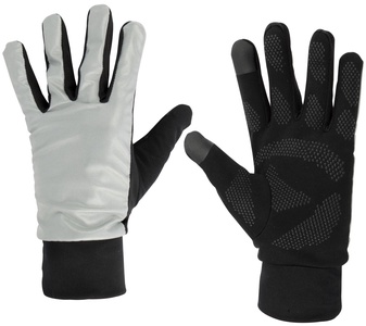Pirštinės bėgimui unisex AVENTO 44AC reflective M/L silver/black pagrindinė